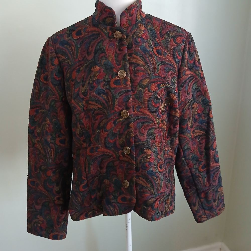 Coldwater Creek Multicolor Paisley Button-Front Jacket